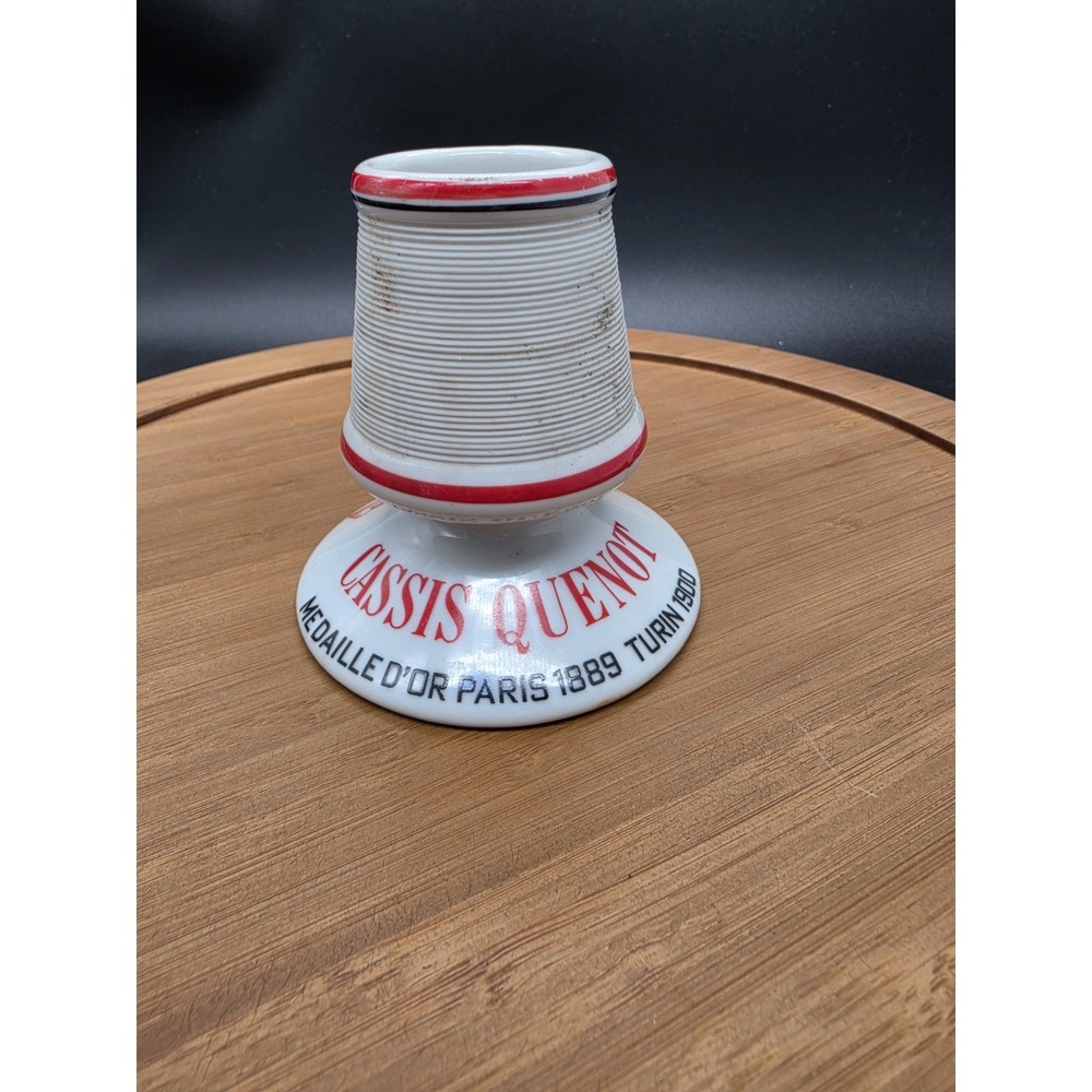 Antique French Cassis Quenot Dijon Porcelain Match Striker Holder Advertising